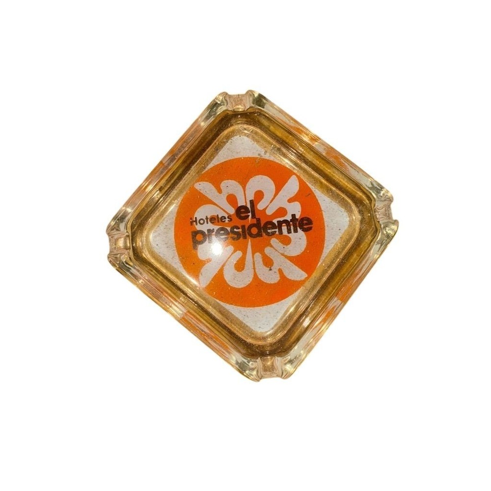 Vintage Hoteles El Presidente Mexico Glass Ashtray Collectible MCM